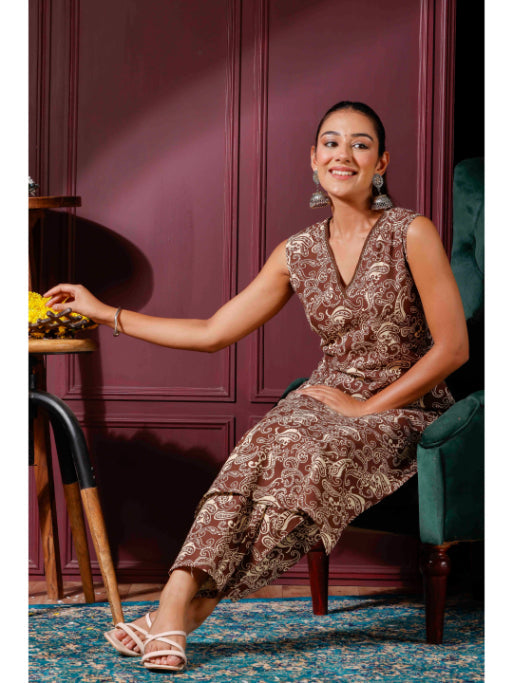 A-Line Printed Cotton Kurta Set