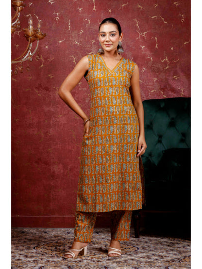 A-Line Printed Cotton Kurta Set