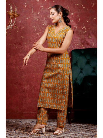 A-Line Printed Cotton Kurta Set