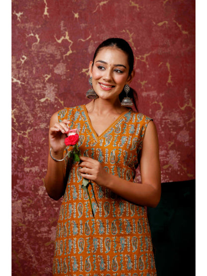 A-Line Printed Cotton Kurta Set