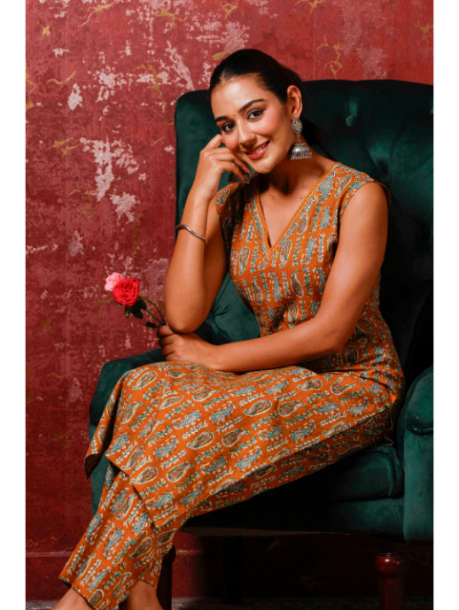 A-Line Printed Cotton Kurta Set