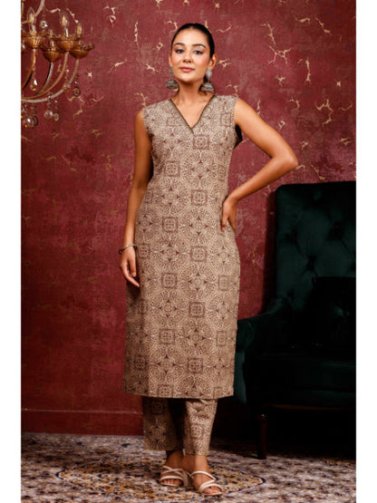 A-Line Printed Cotton Kurta Set