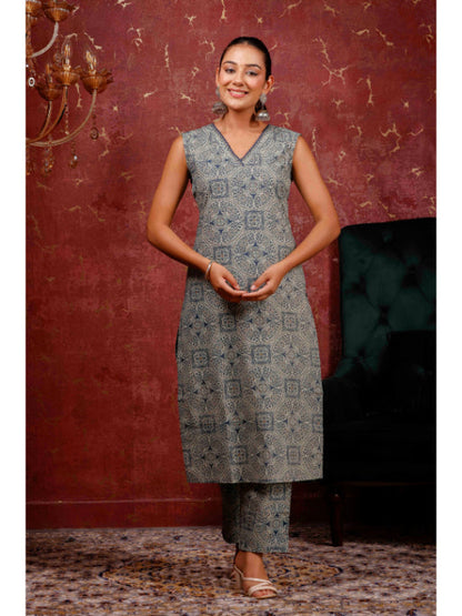 A-Line Printed Cotton Kurta Set