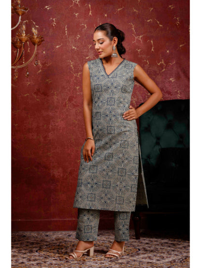 A-Line Printed Cotton Kurta Set