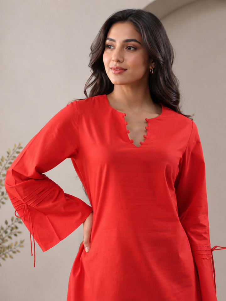 Cotton Solid Long Sleeves Kurta Sets