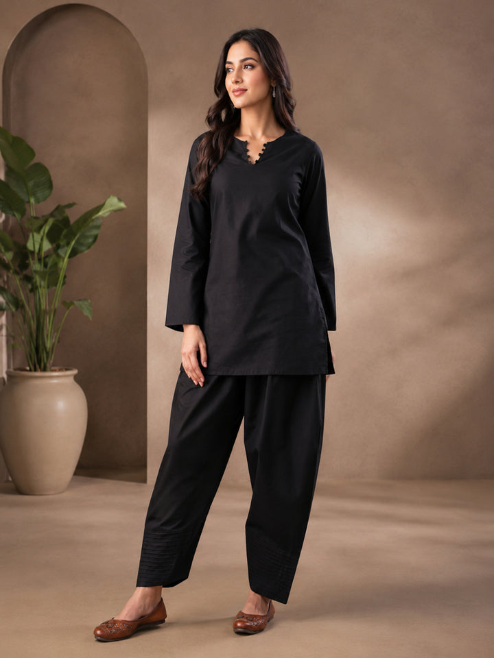 Cotton Solid Long Sleeves Kurta Sets