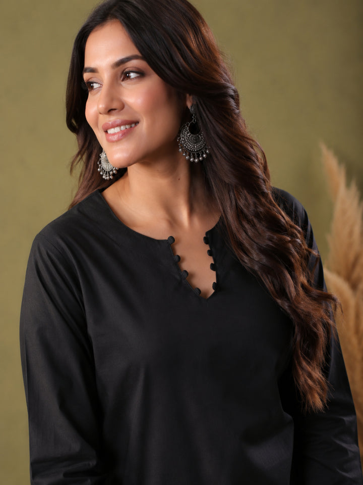 Cotton Solid Long Sleeves Kurta Sets