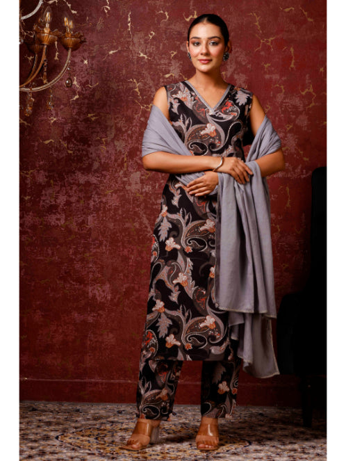 A-Line Printed Cotton Kurta Set