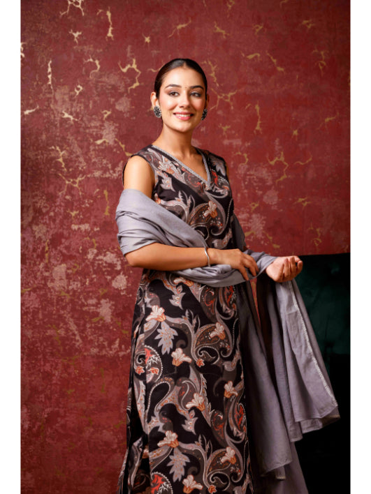 A-Line Printed Cotton Kurta Set, alternate view