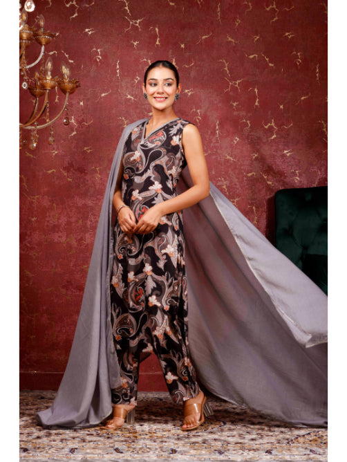 A-Line Printed Cotton Kurta Set, view 4