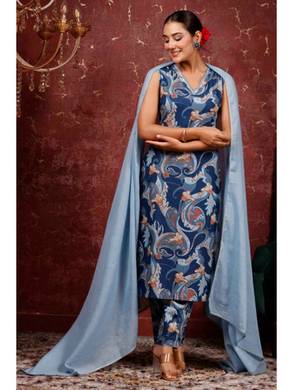 A-Line Printed Cotton Kurta Set