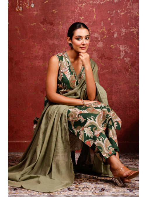 A-Line Printed Cotton Kurta Set