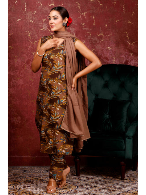 A-Line Printed Cotton Kurta Set