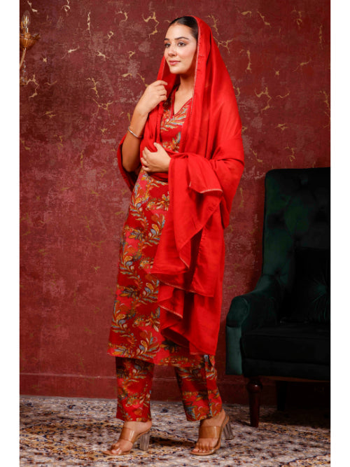 A-Line Printed Cotton Kurta Set