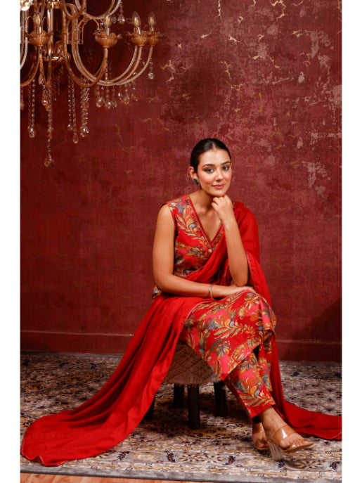 A-Line Printed Cotton Kurta Set