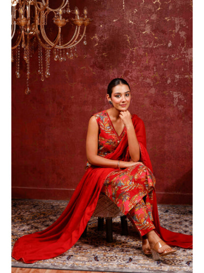 A-Line Printed Cotton Kurta Set