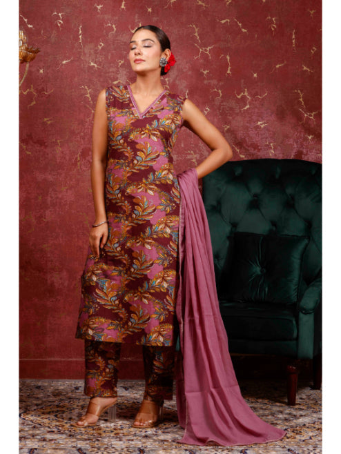 A-Line Printed Cotton Kurta Set