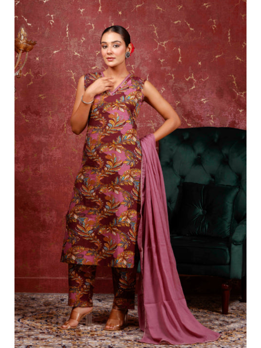 A-Line Printed Cotton Kurta Set