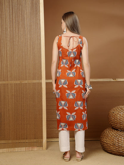 Block Printed Cotton Straight Kurta