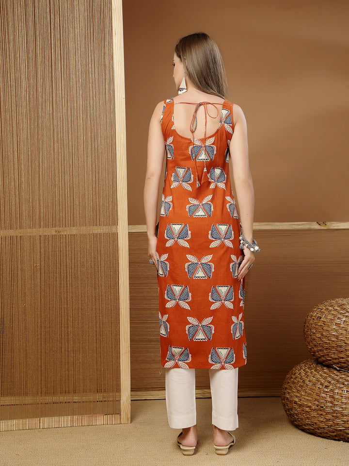 Block Printed Cotton Straight Kurta