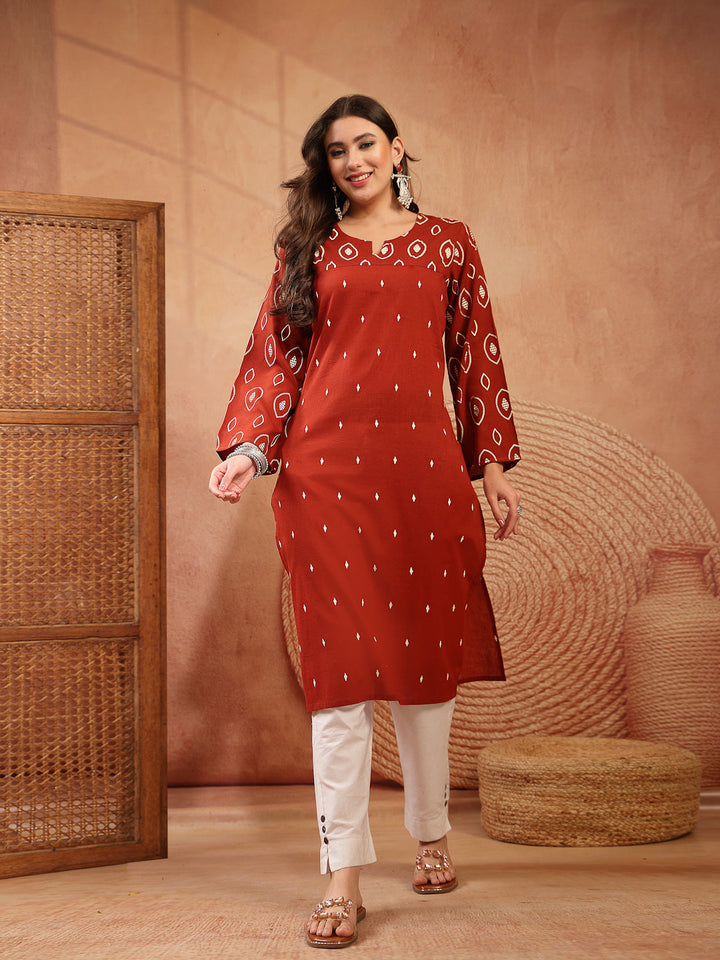 Ethnic Printed Cotton Straight Kurta
