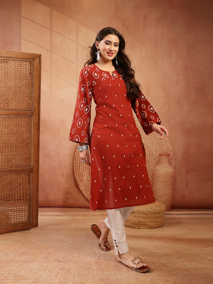 Ethnic Printed Cotton Straight Kurta