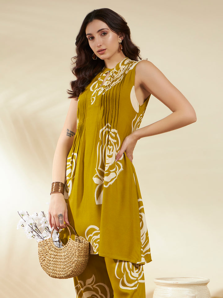 Straight Printed Viscose Rayon Kurta And Trousers