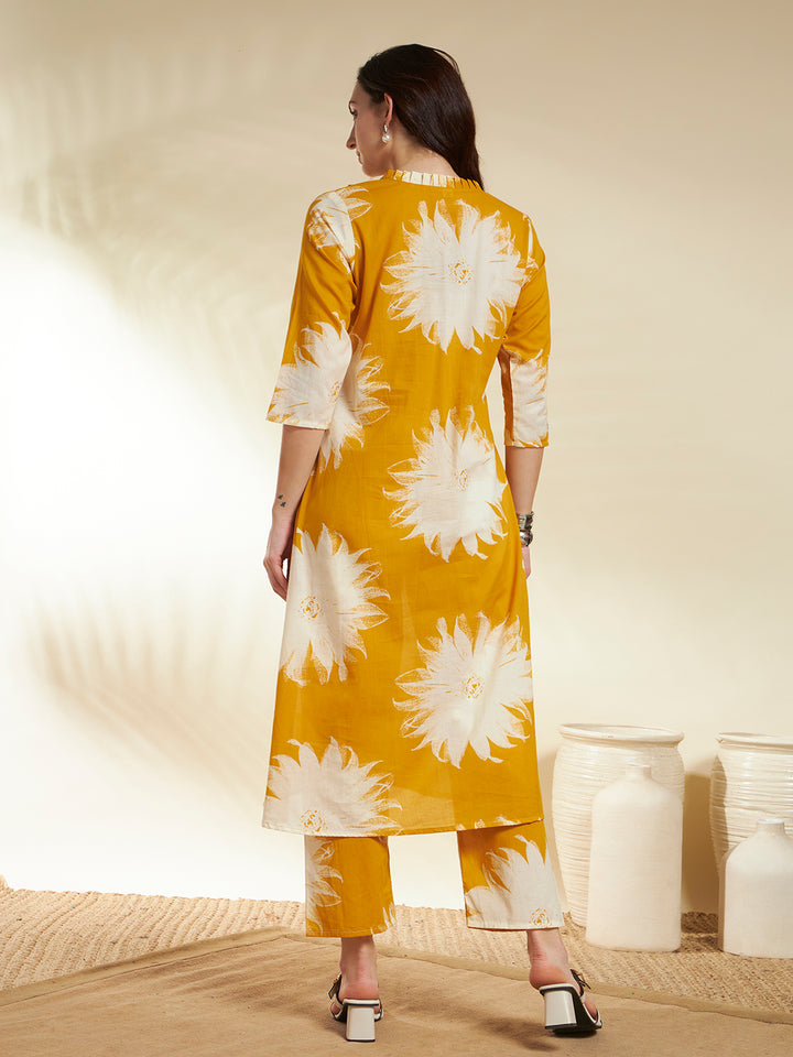 A-Line Printed Cotton Kurta And Palazzos