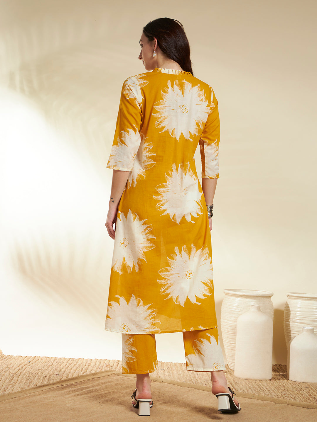 A-Line Printed Cotton Kurta And Palazzos
