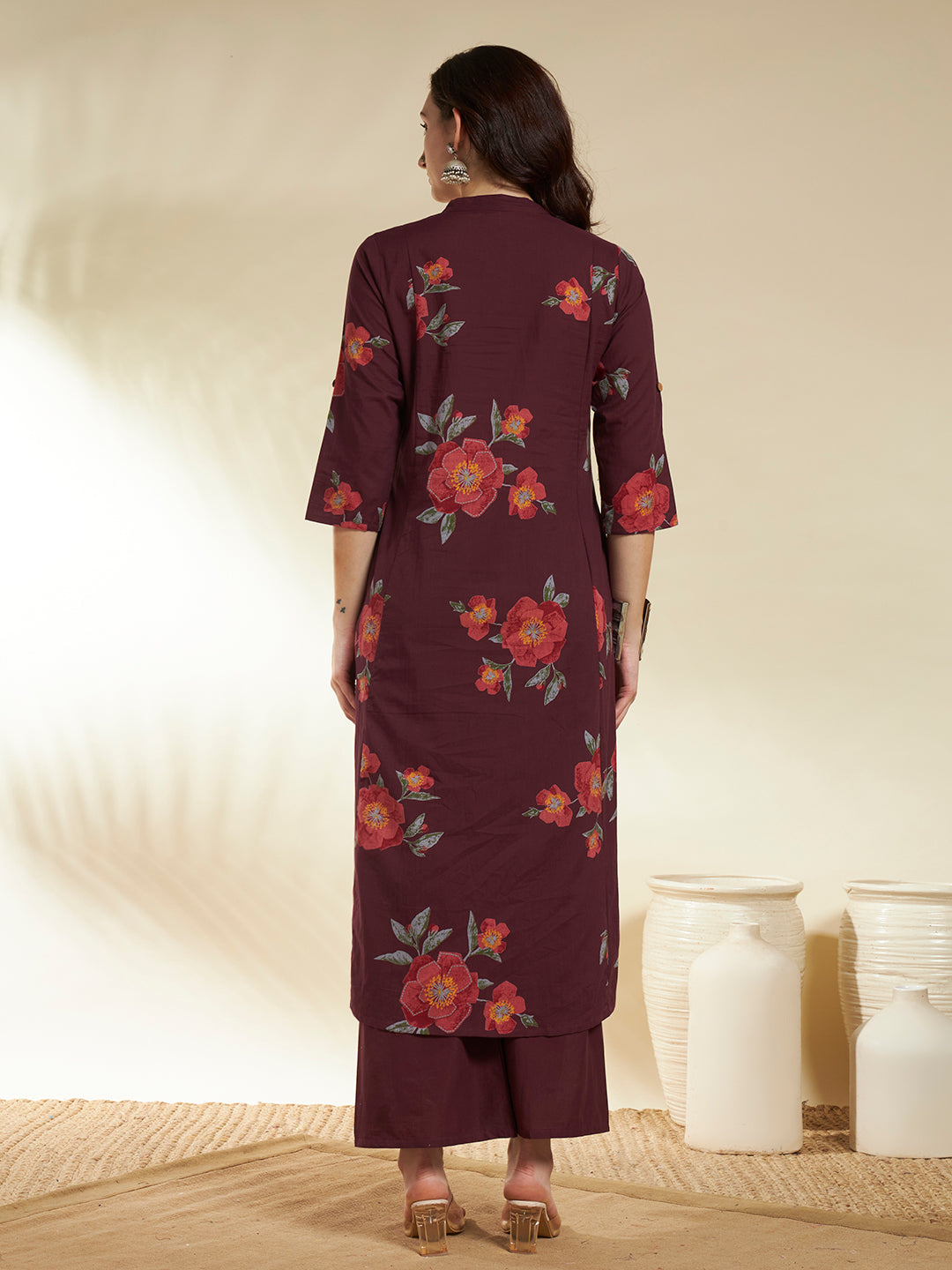 A-Line Printed Cotton Kurta And Palazzos