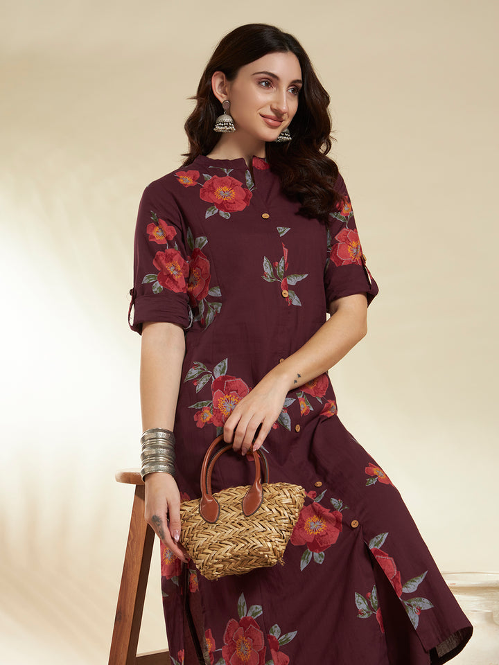 A-Line Printed Cotton Kurta And Palazzos