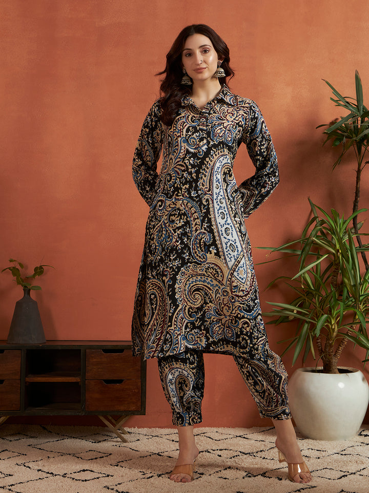 A-Line Printed Viscose Rayon Kurta And Afgani salwar