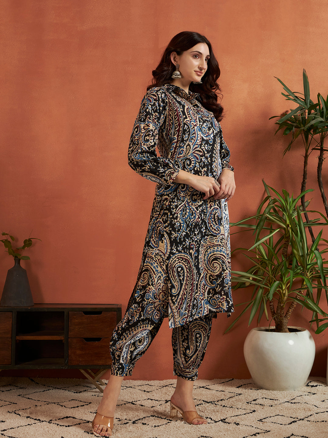 A-Line Printed Viscose Rayon Kurta And Afgani salwar