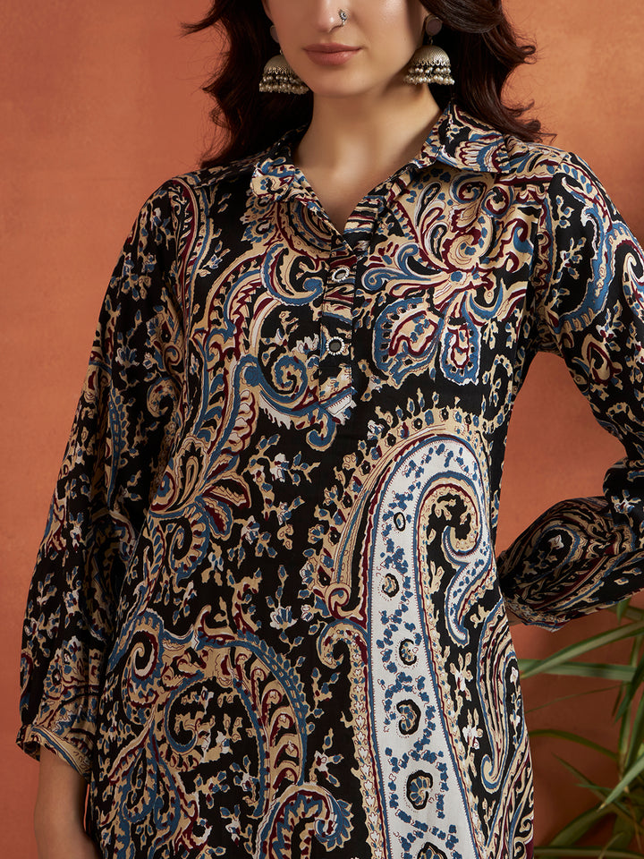 A-Line Printed Viscose Rayon Kurta And Afgani salwar