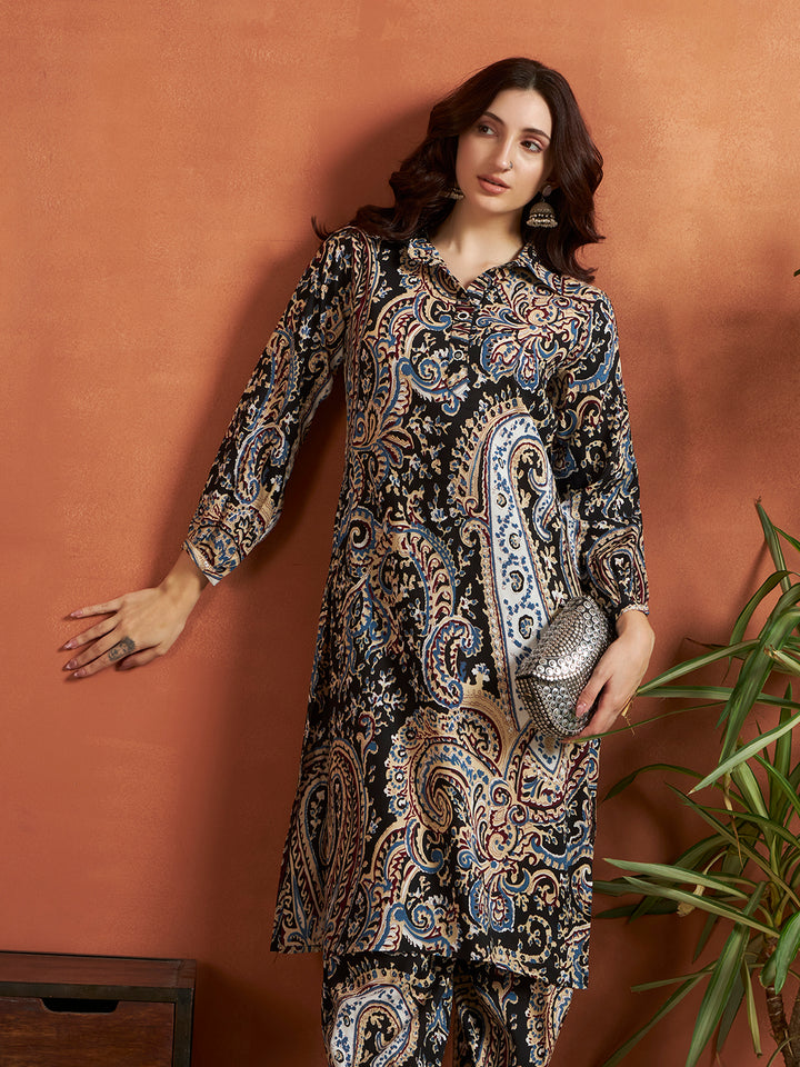 A-Line Printed Viscose Rayon Kurta And Afgani salwar