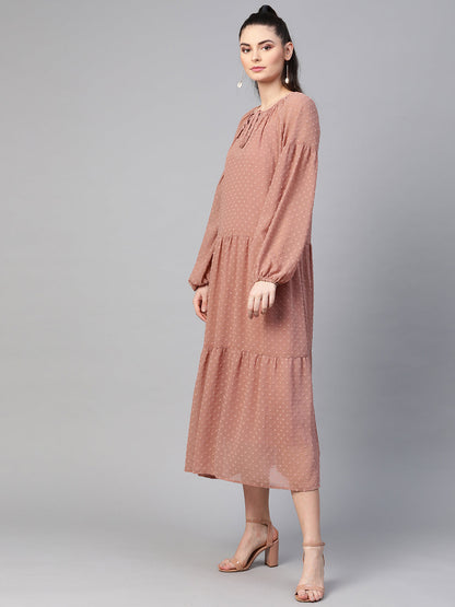 Dusty Pink Tiered Maxi Dress with Inner