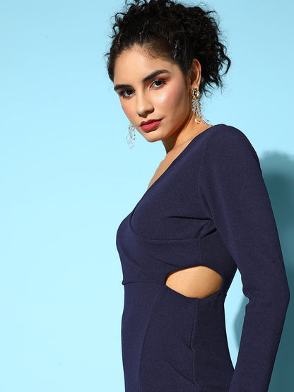 Navy Karera Side Cut Out Mini Wrap Dress