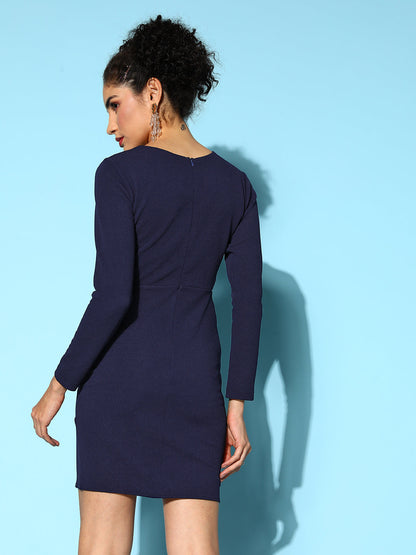 Navy Karera Side Cut Out Mini Wrap Dress