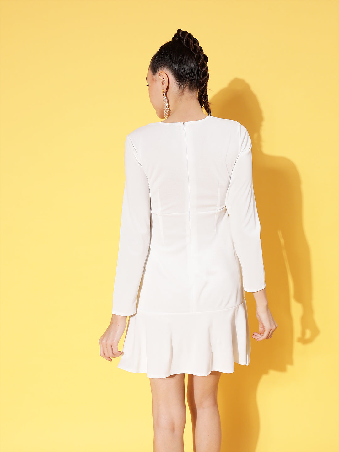 White Canton Front Cut Out Skater Dress