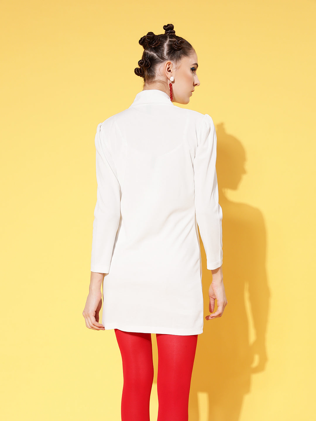 White Canton Double Breasted Blazer Dress