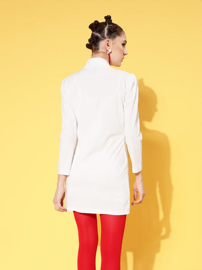 White Canton Double Breasted Blazer Dress