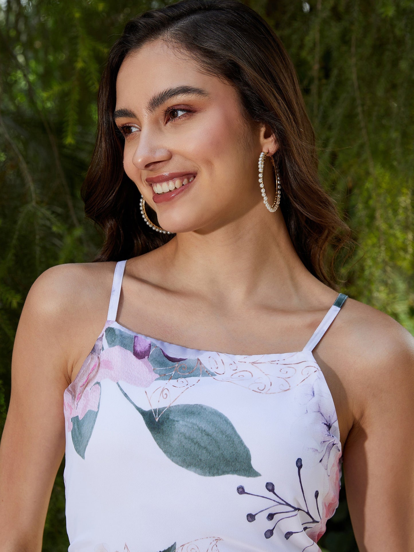 White Floral Strappy Maxi Dress