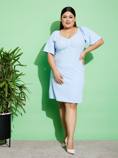 Turquoise Blue Solid A-Line Dress