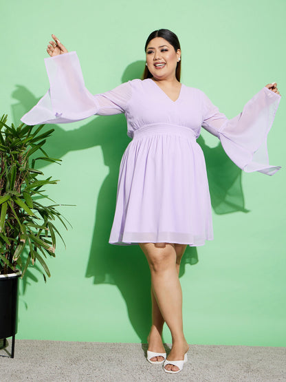 Lilac Boho Sleeve Skater Dress