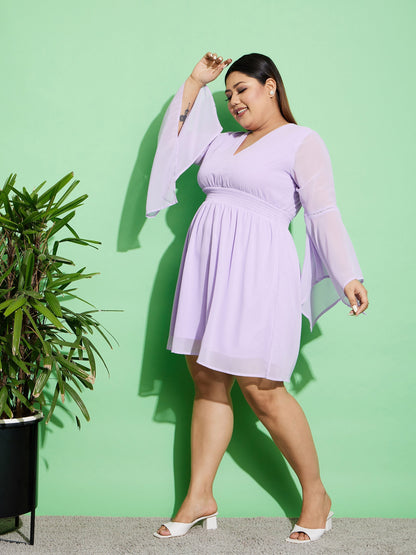 Lilac Boho Sleeve Skater Dress