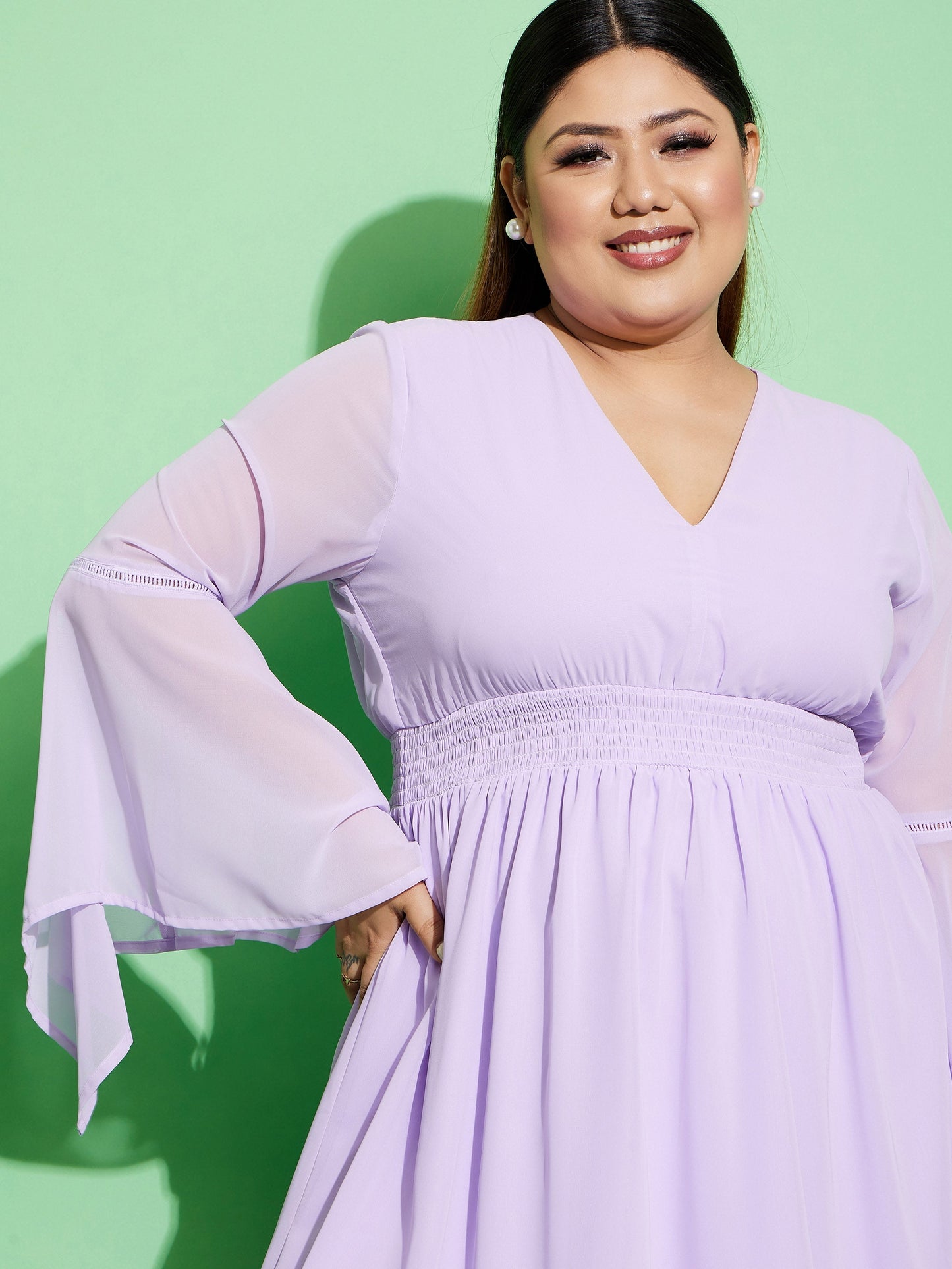 Lilac Boho Sleeve Skater Dress