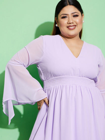 Lilac Boho Sleeve Skater Dress