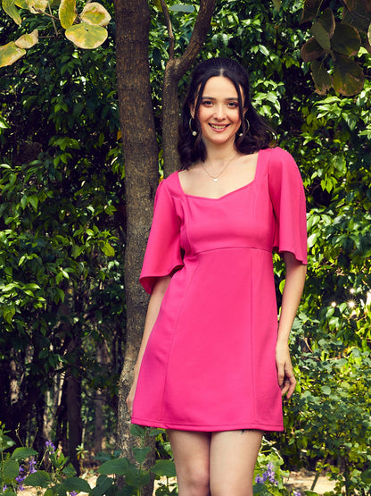 Pink Sweetheart Neck Short Dress