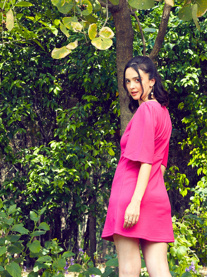 Pink Sweetheart Neck Short Dress
