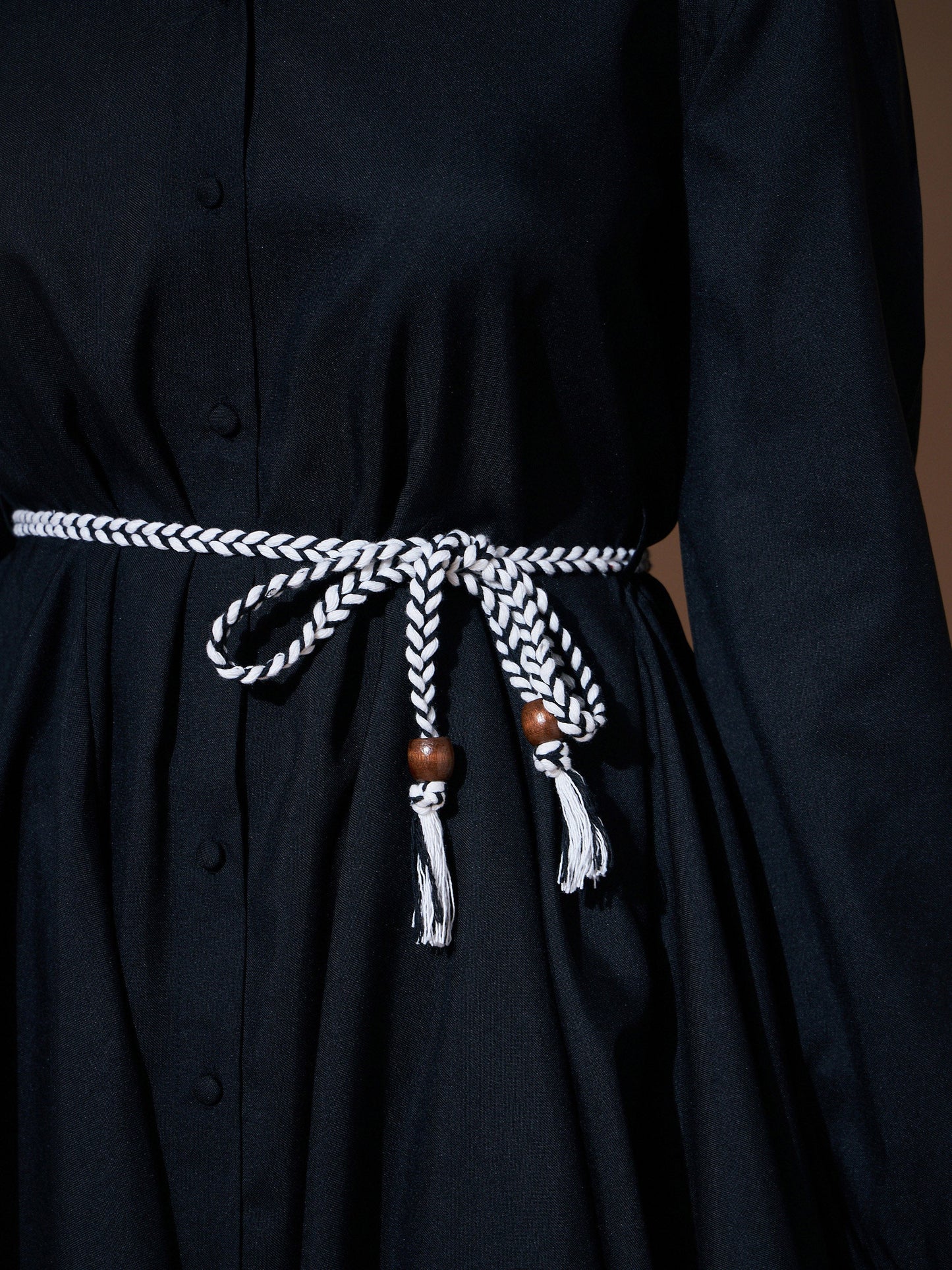 Black Belted Flared Skater Dress